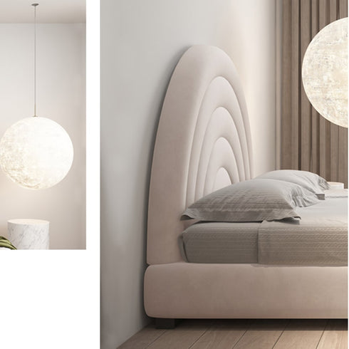 Hartley Velvet Fabric Rainbow Circle Round Shaped Headboard Bed Frame